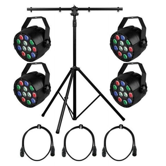 Parts Express Stage and Disco DJ Party Mini PAR LED Lighting Bundle Combo #10