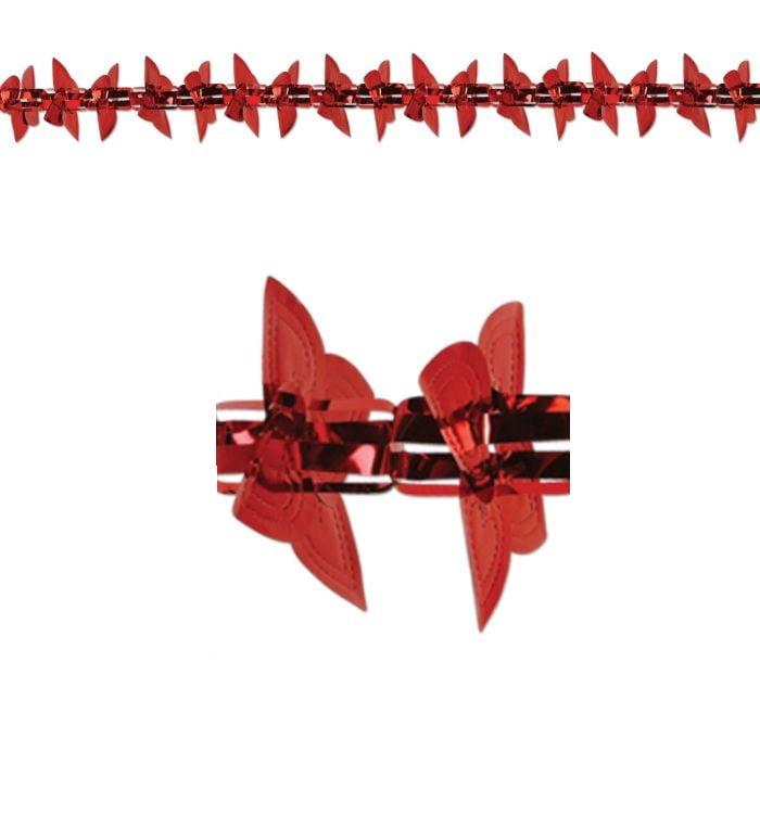 Party Central Club Pack of 12 Red Metallic Heart Garland Valentines Day Decorations 9'