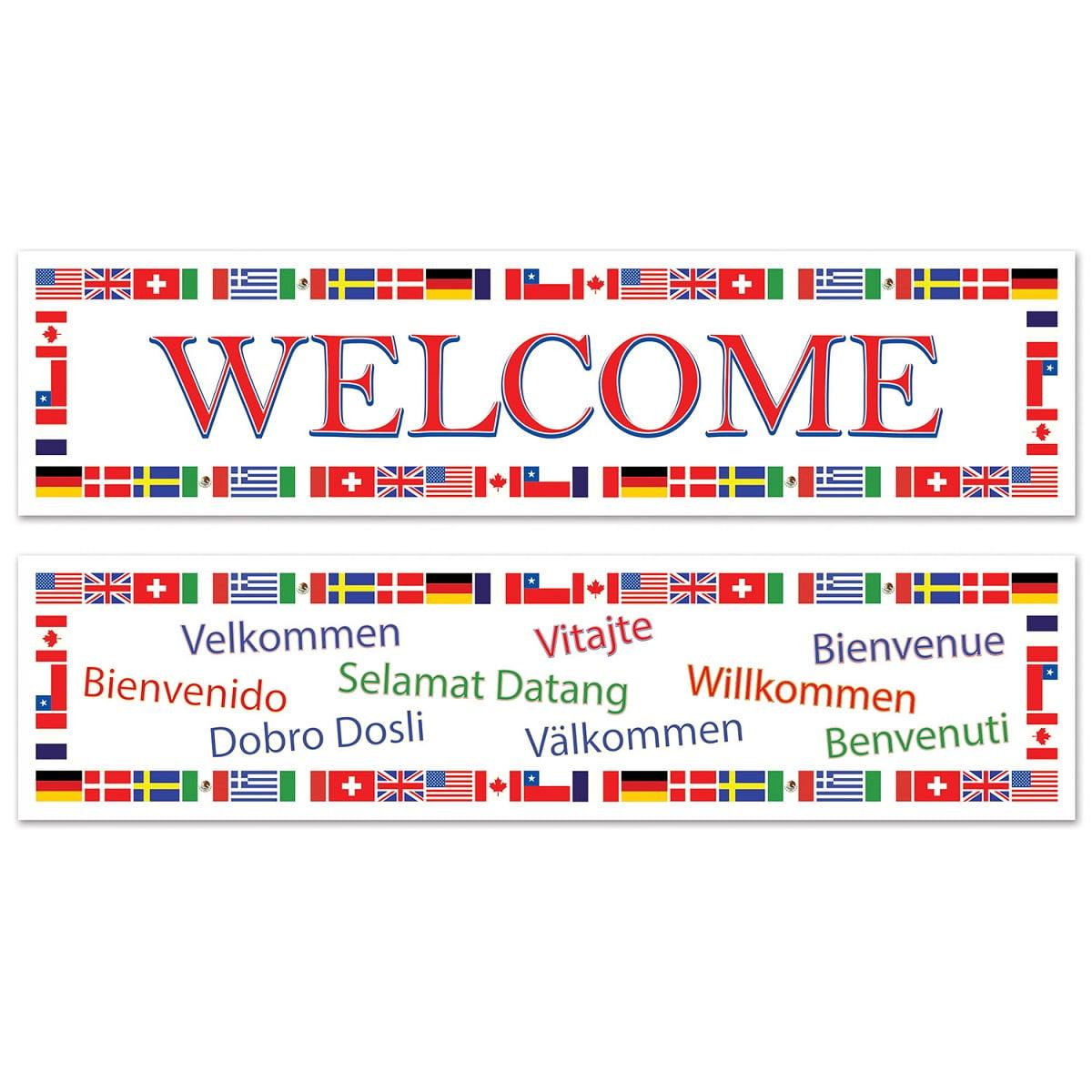Party Central Club Pack of 12 Vibrantly Colored Assorted Design Welcome Party Banners 5'