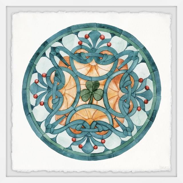 Parvez Taj Blue Center Clover Leaf Framed Wall Art