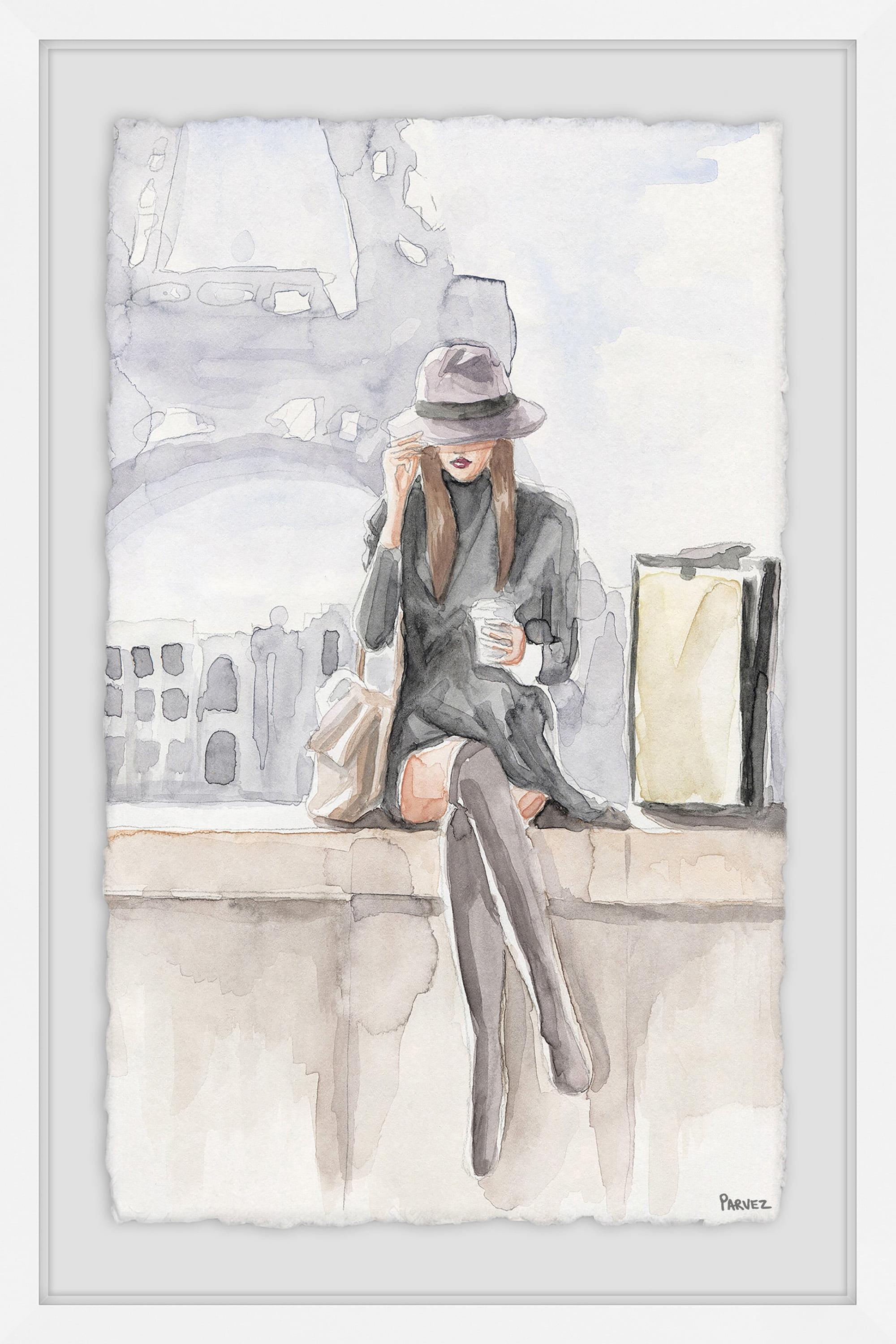 Parvez Taj Chillin' at Paris II Framed Wall Art, 12" x 8"