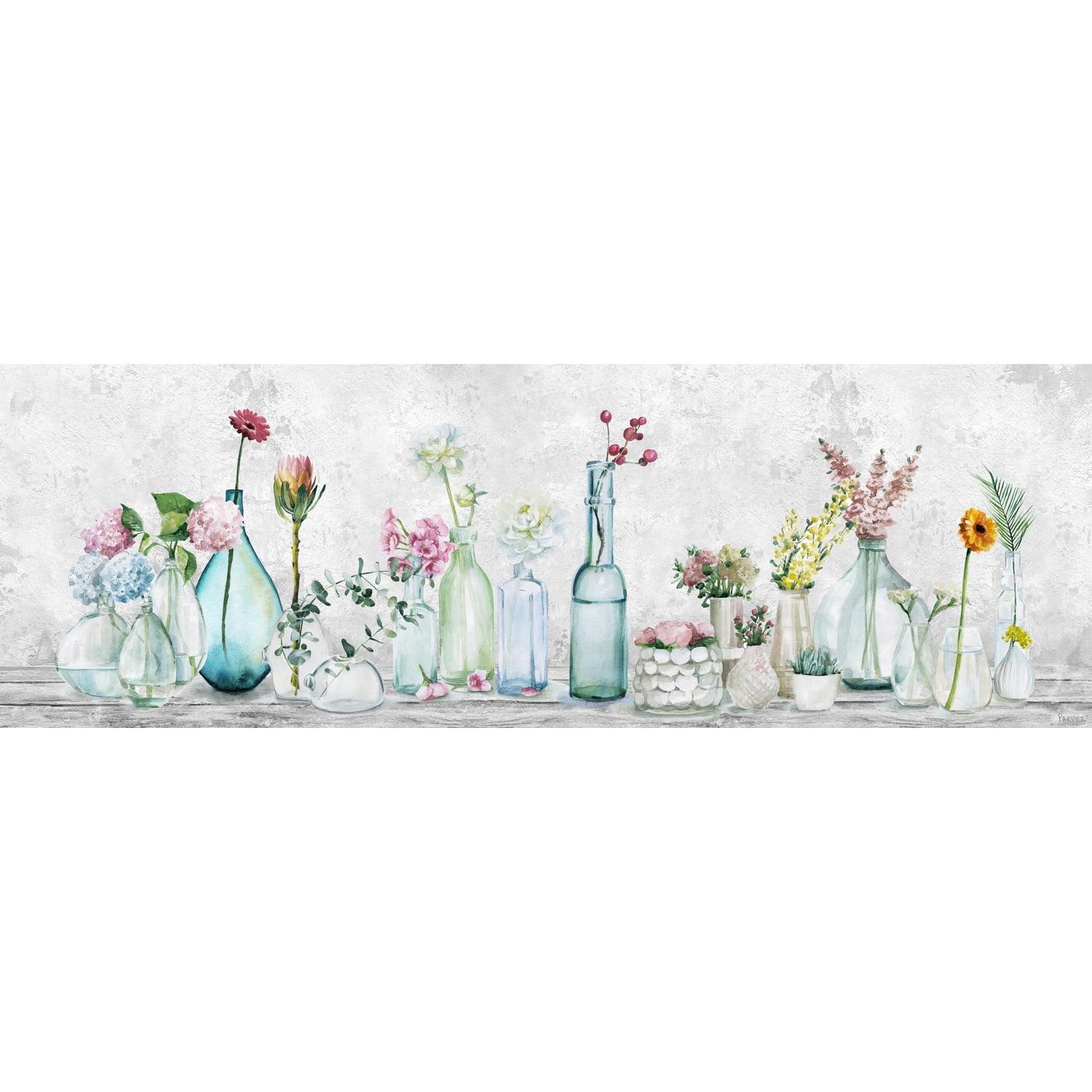 Parvez Taj Series of Colorful Flowers Painting Print on Wrapped Canvas
