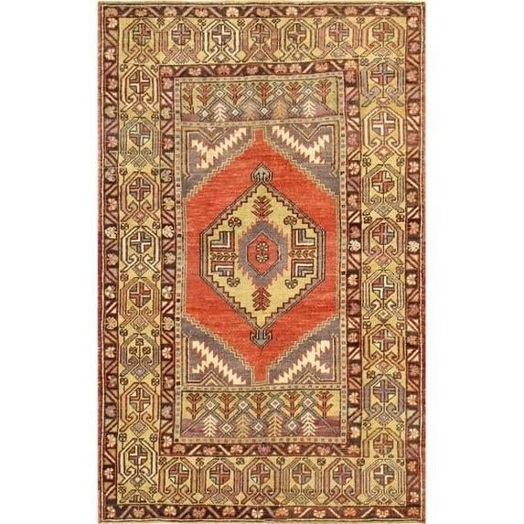 Pasargad Home 046175 Pasargad Home Vintage Oushak Collection Coral Lamb's Wool Area Rug- 3' 7' X 5'10'