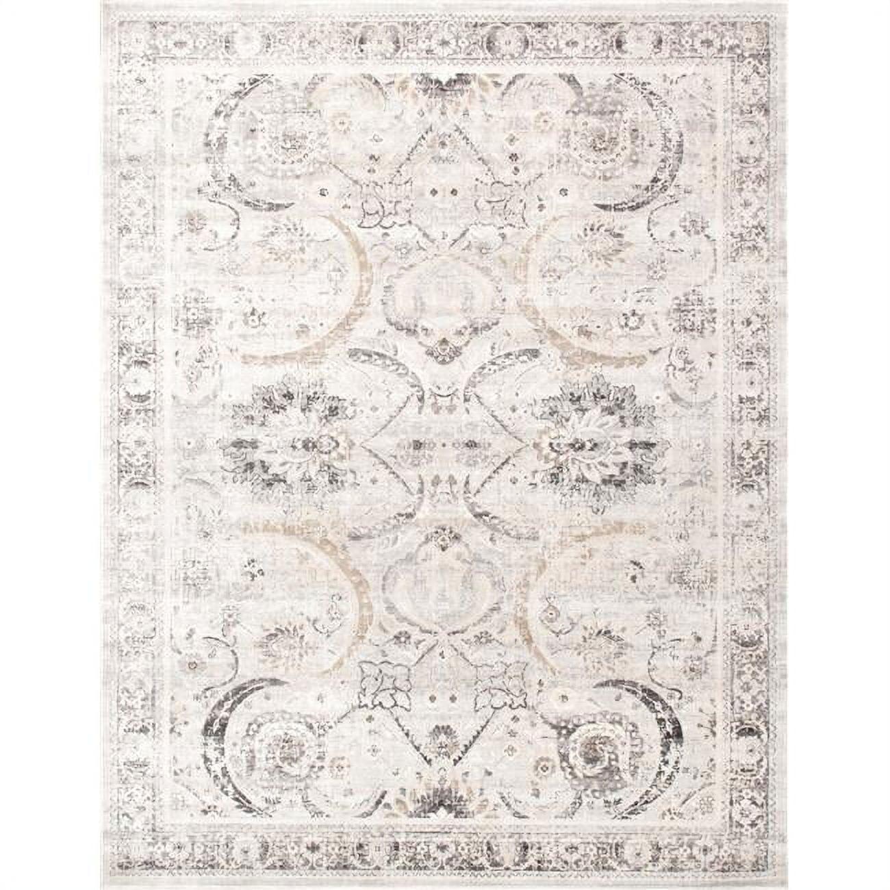 Amadeus Ivory Rectangular Easy-Care Synthetic Area Rug