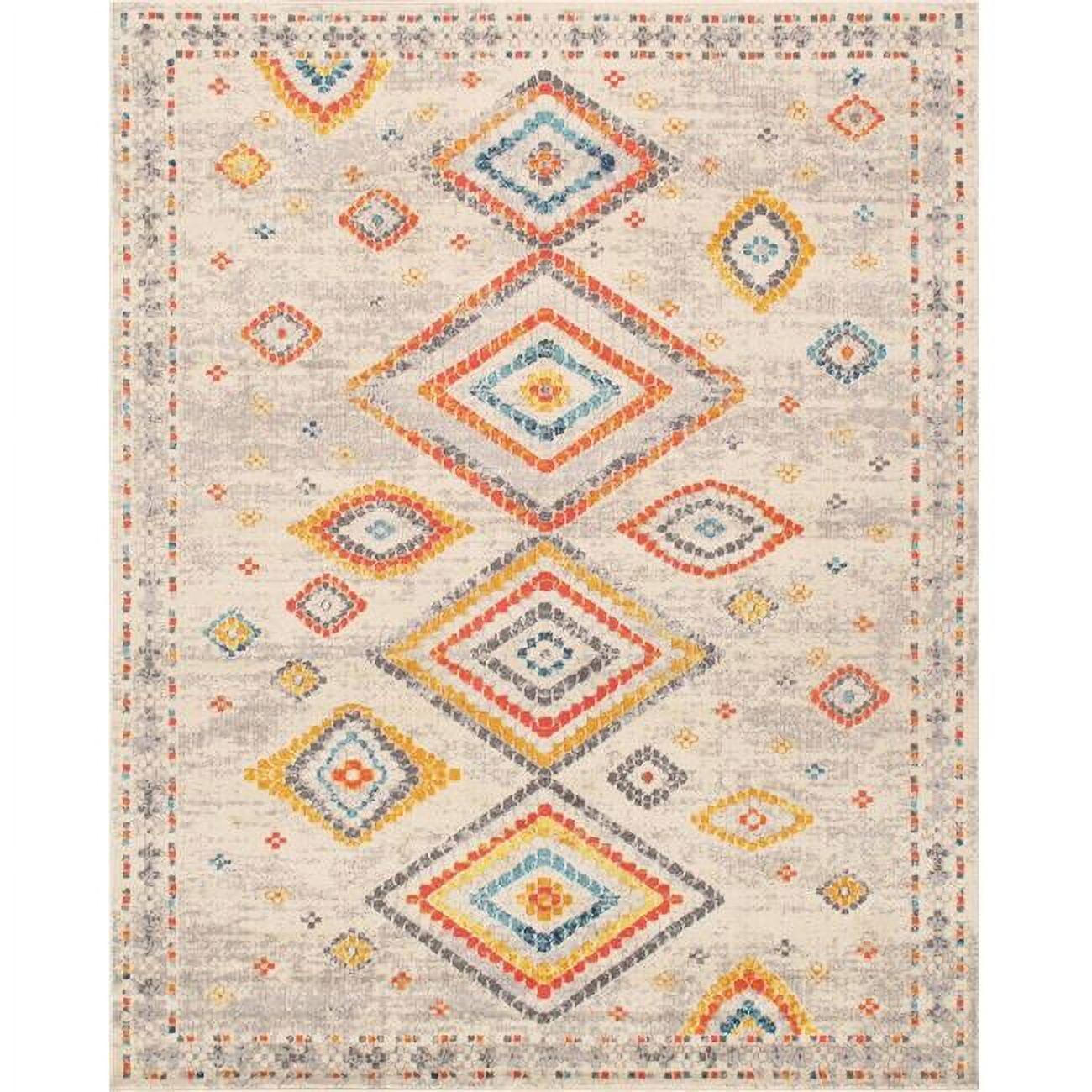 Aldora Southwestern Gray and Multicolor Synthetic Area Rug