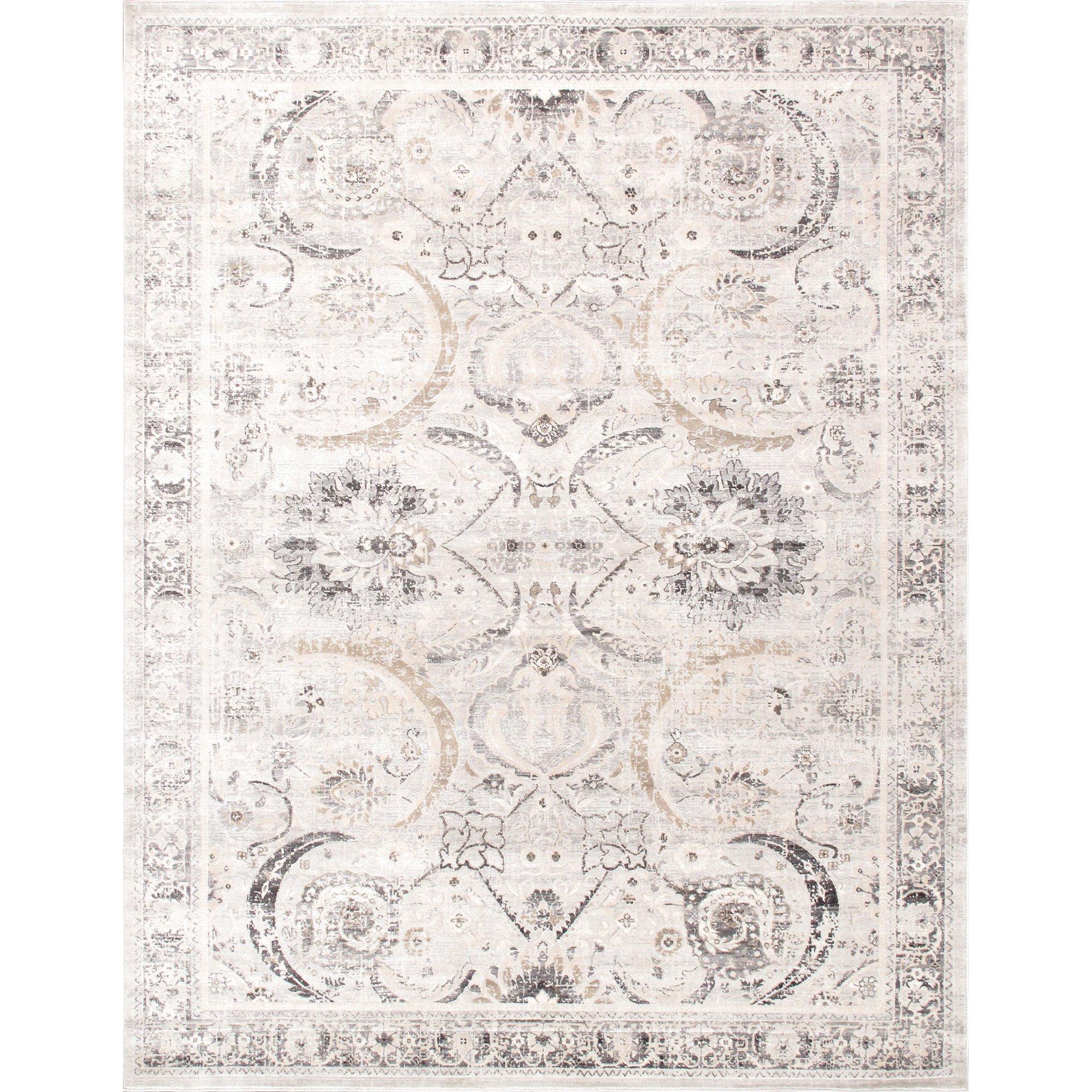 Pasargad Amadeus Power Loom Oriental Area Rug in Ivory/Gray