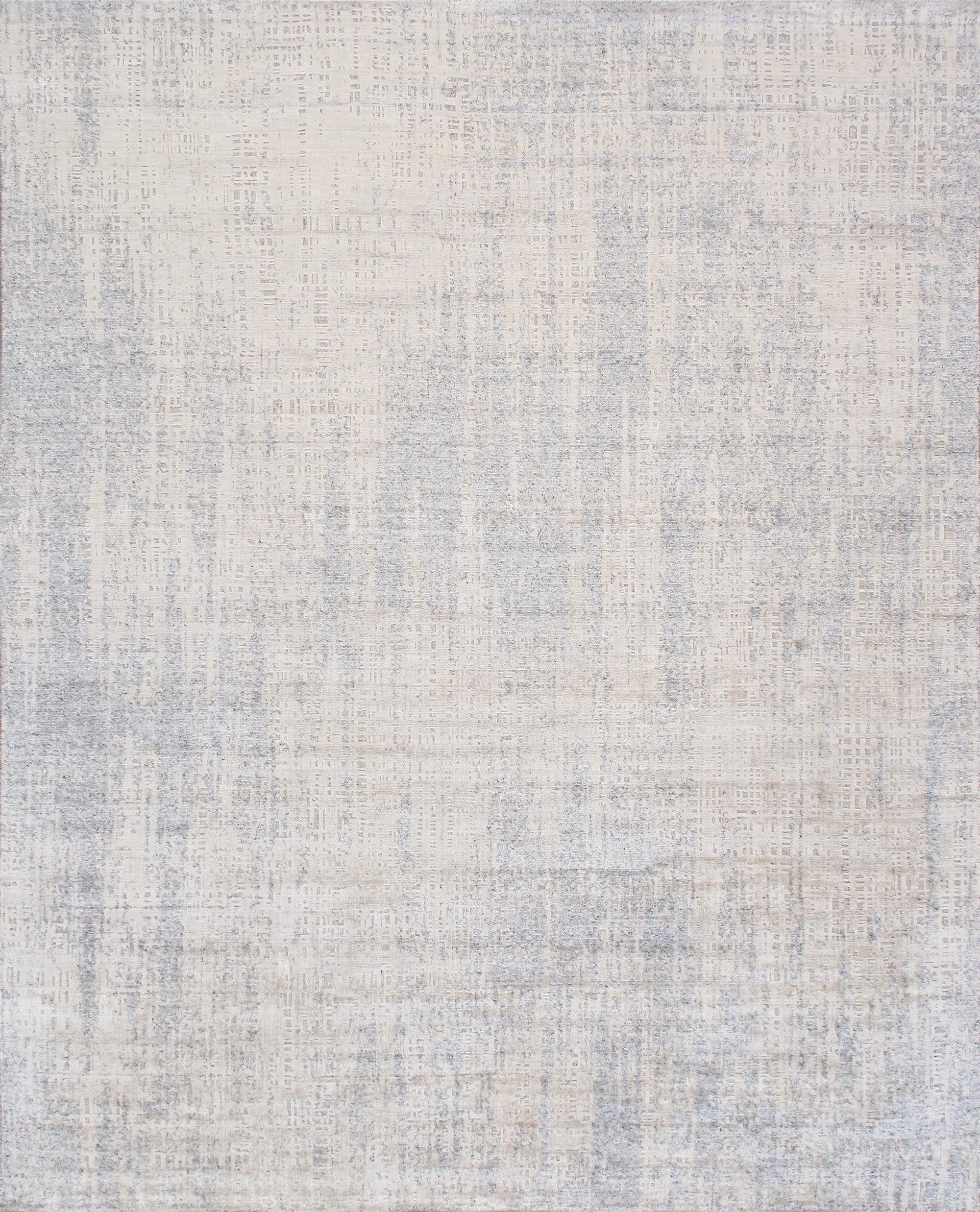 Handmade Gray Abstract Wool Viscose Silk 8' x 10' Rug