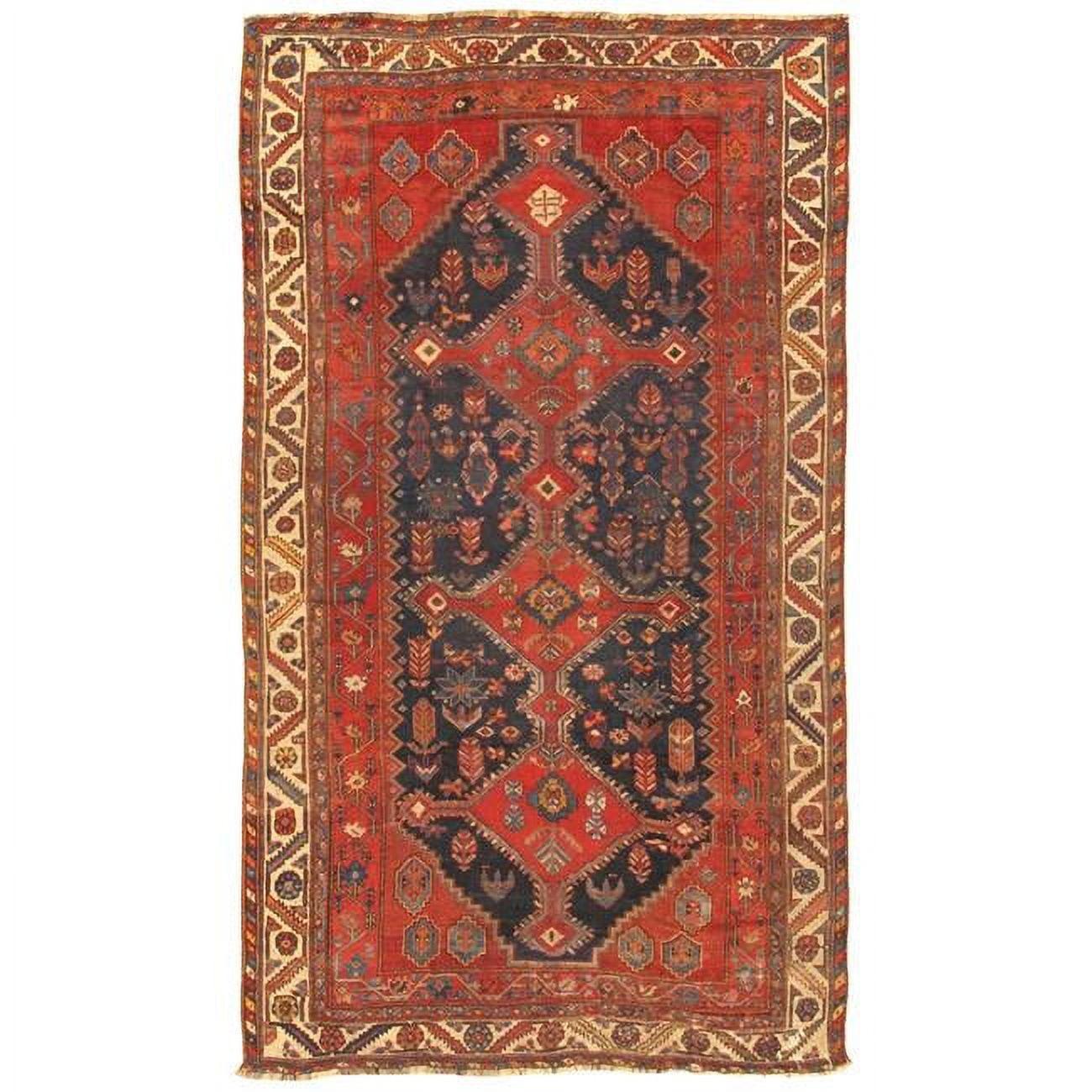 Antique Azerbaijan Floral Rust Lamb's Wool 6'7" x 11'3" Area Rug