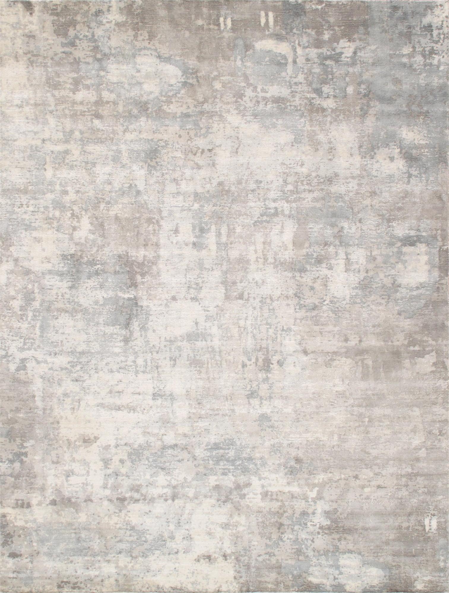 Elegance Abstract Gray Hand-Loomed Wool & Viscose 6' x 9' Rug