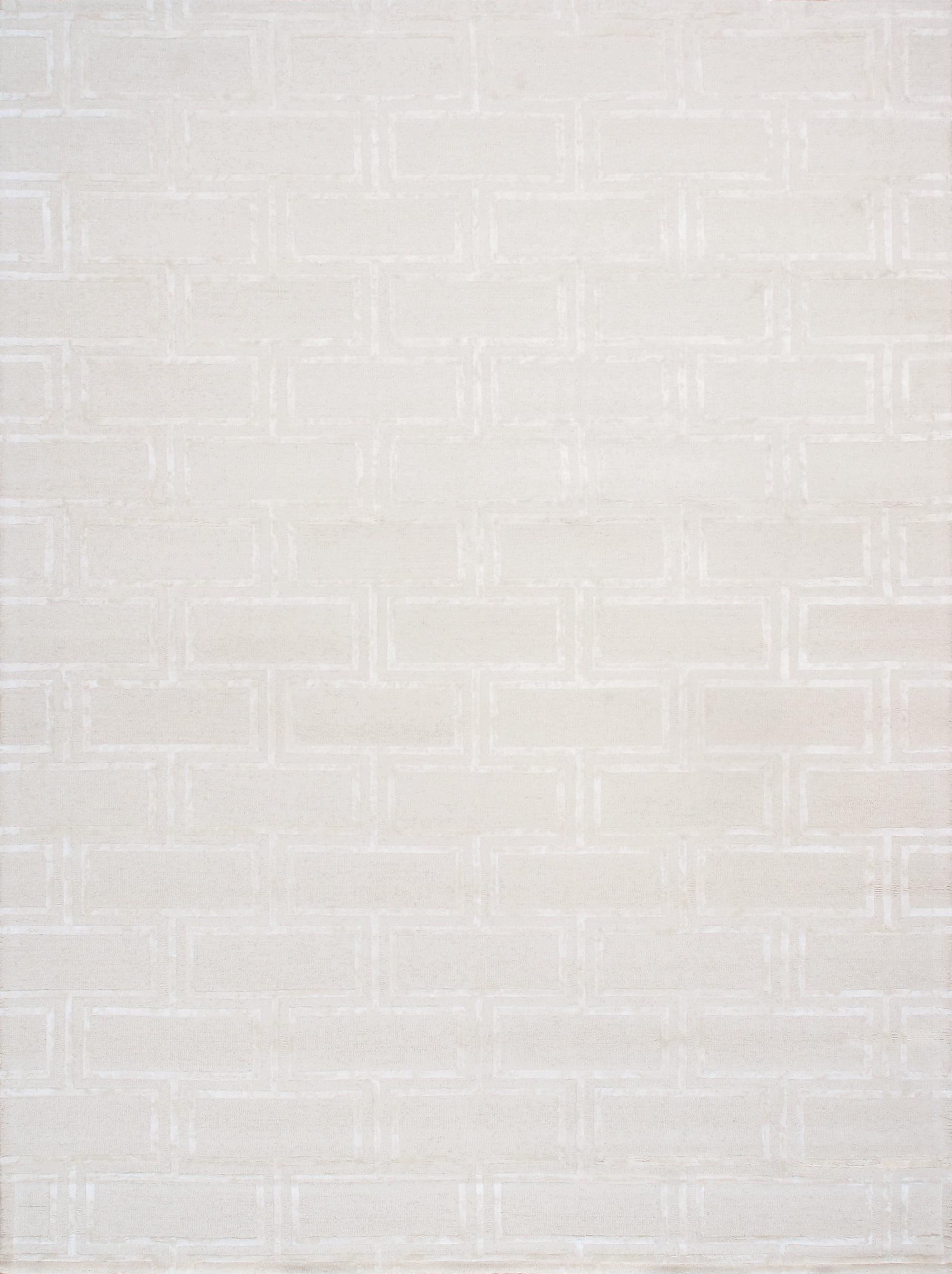 Elegant Ivory 8' x 10' Hand-Tufted Wool & Silk Area Rug