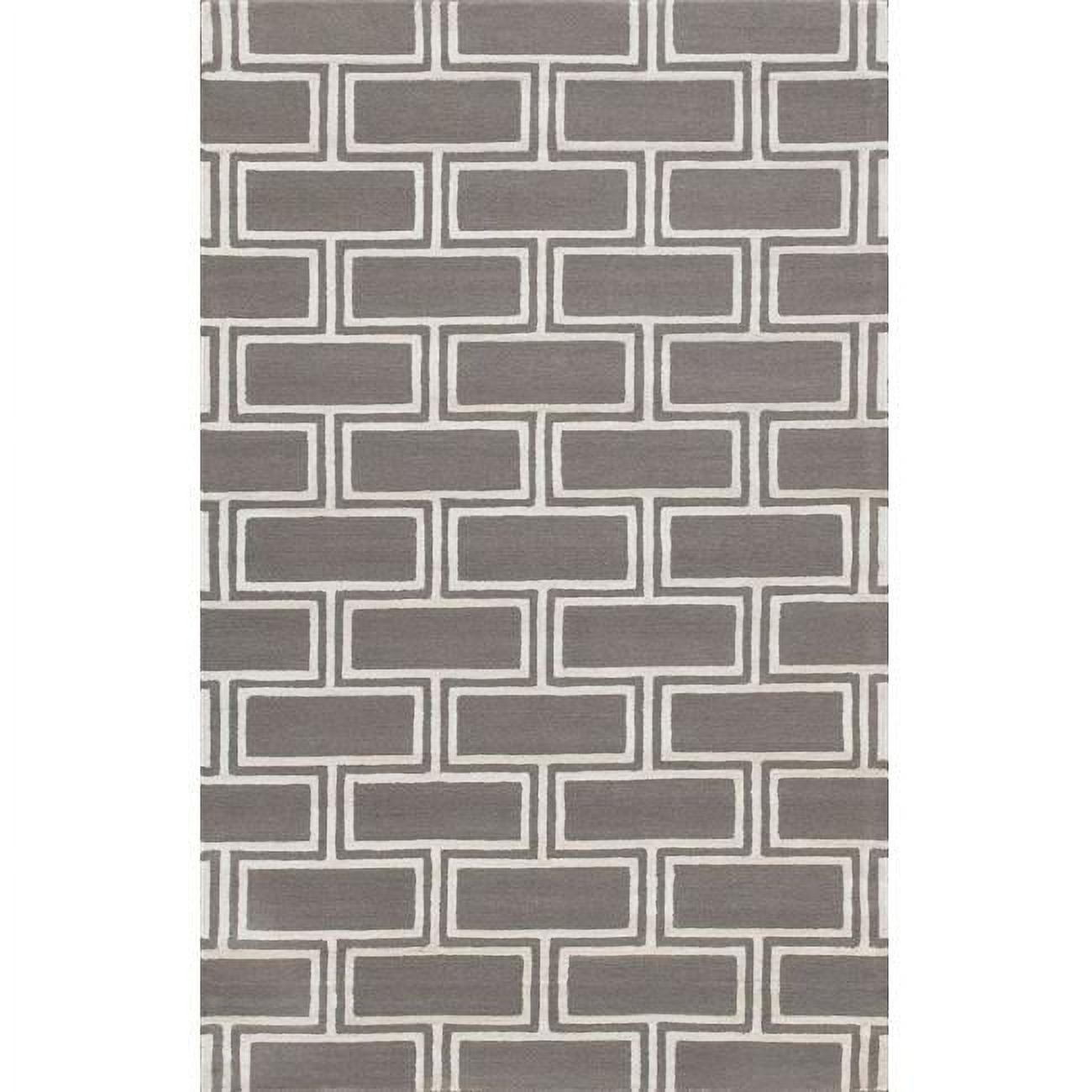 Gray and Ivory Hand-Tufted Wool Rectangular Rug