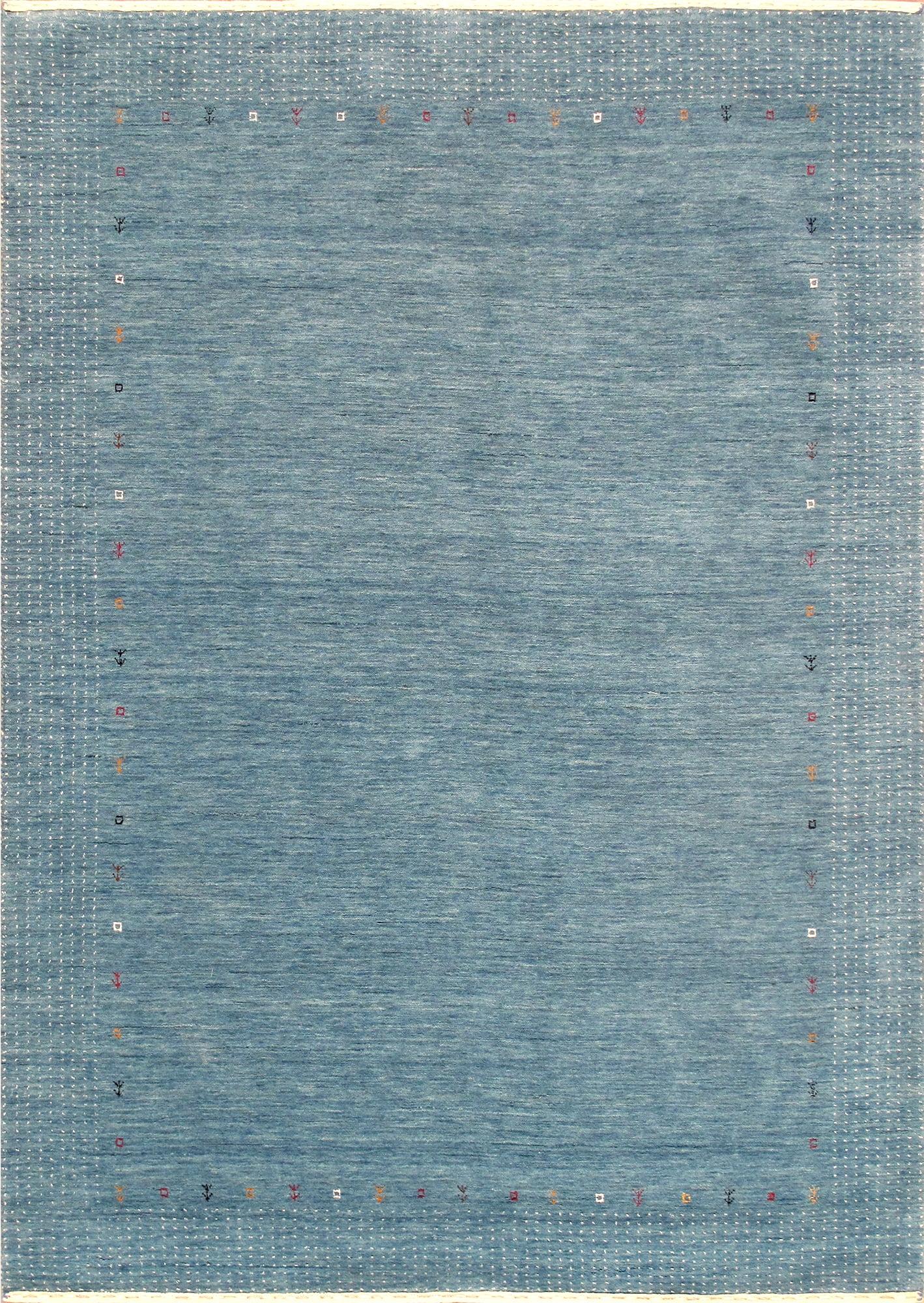 Elegance Blue Hand-Loomed Silk & Wool 7'9" x 9'9" Area Rug