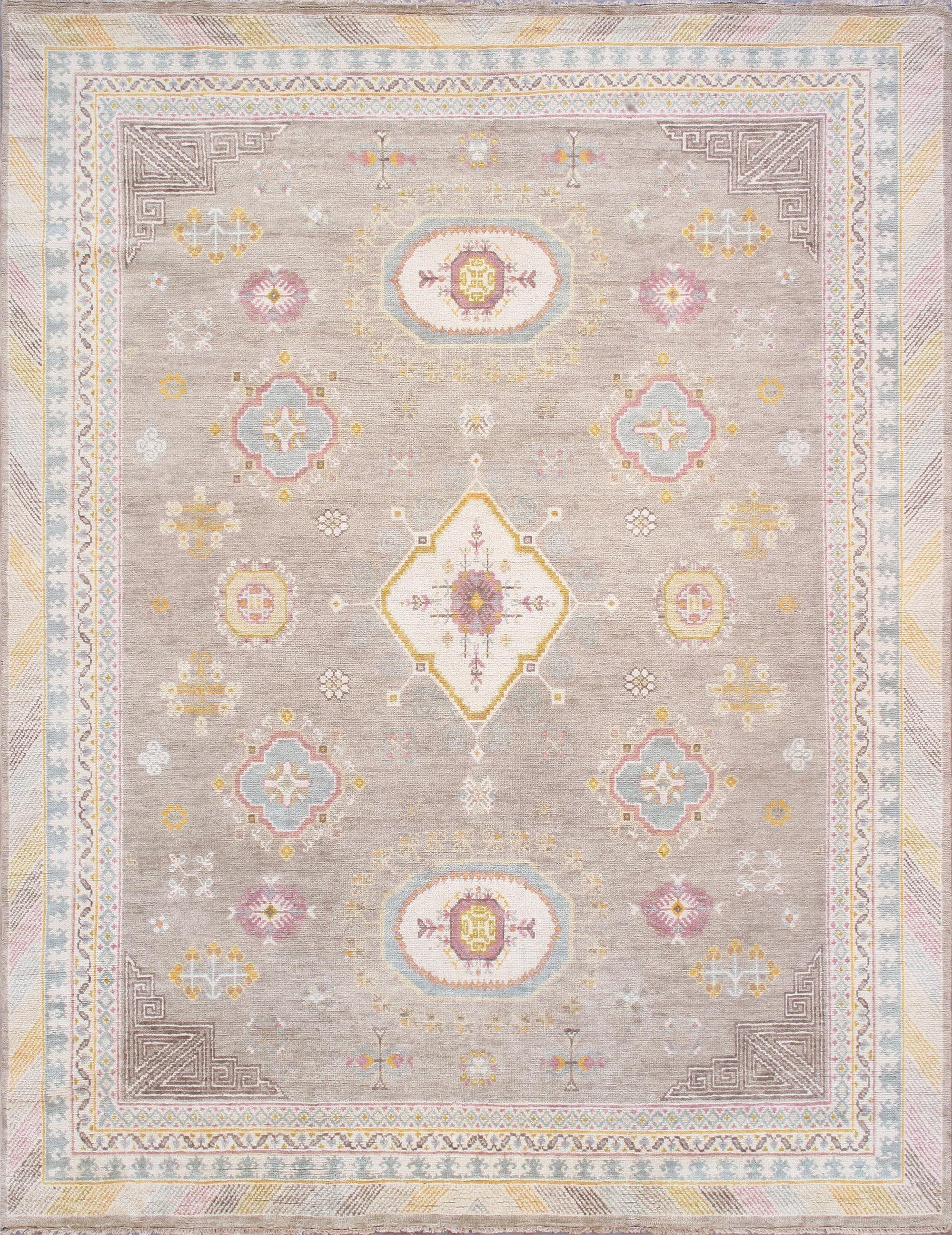 Pasargad Home Khotan Collection Hand-Knotted Wool Camel Area Rug- 10' x 14', For Indoor Space and all Age of Group