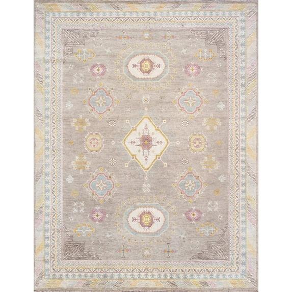 Pasargad Oriental Hand-Knotted Wool Brown/Yellow/Blue Area Rug