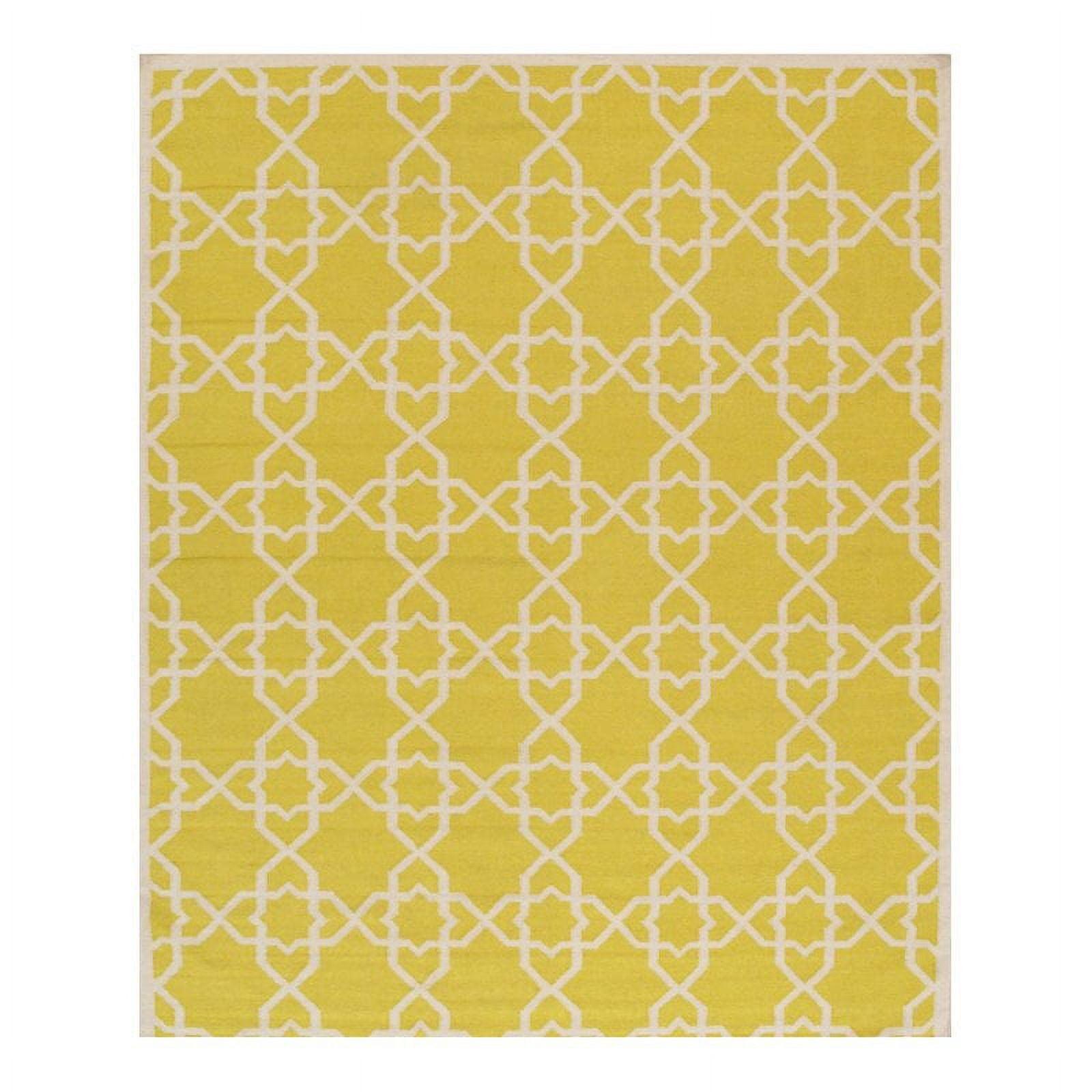 Pasargad Geometric Handmade Flatweave Wool Ivory/Yellow Area Rug