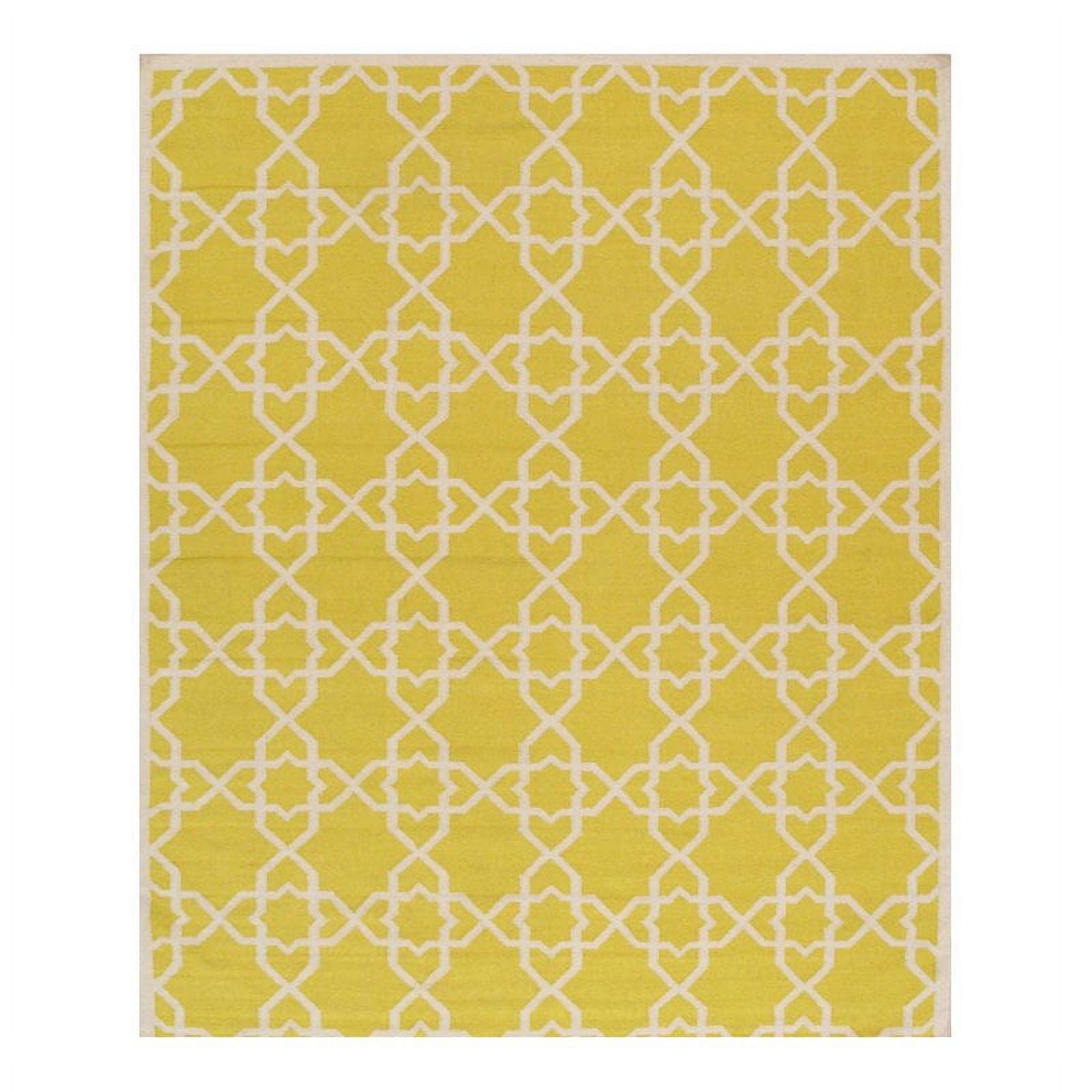 Pasargad Geometric Handmade Flatweave Wool Ivory/Yellow Area Rug