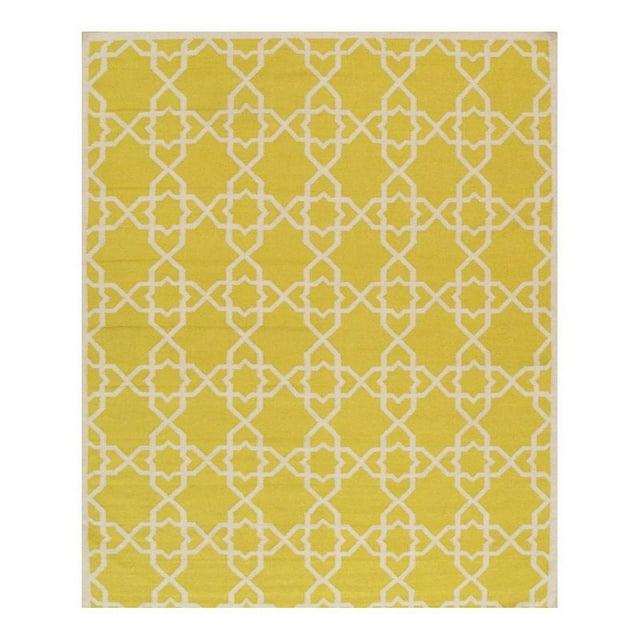 Pasargad Geometric Handmade Flatweave Wool Ivory/Yellow Area Rug