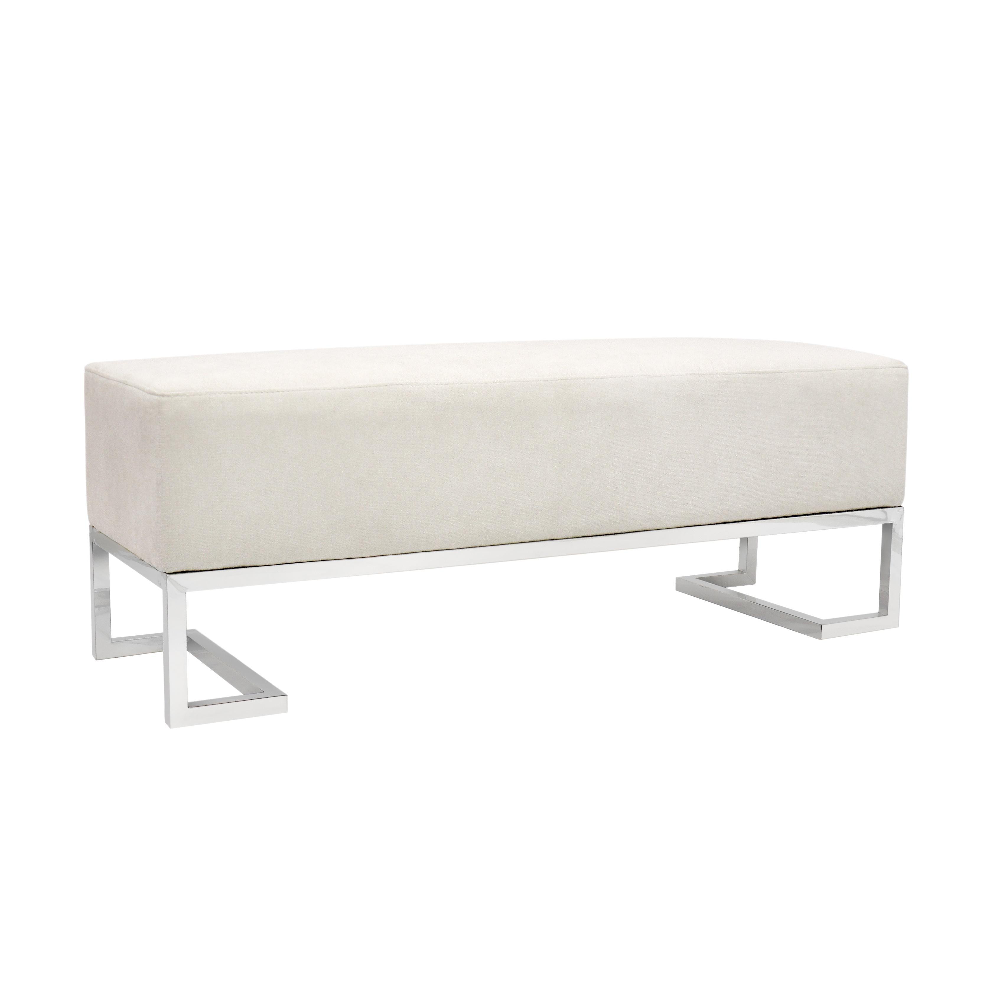 Luxe Ivory Polyester Blend 48'' Upholstered Bench