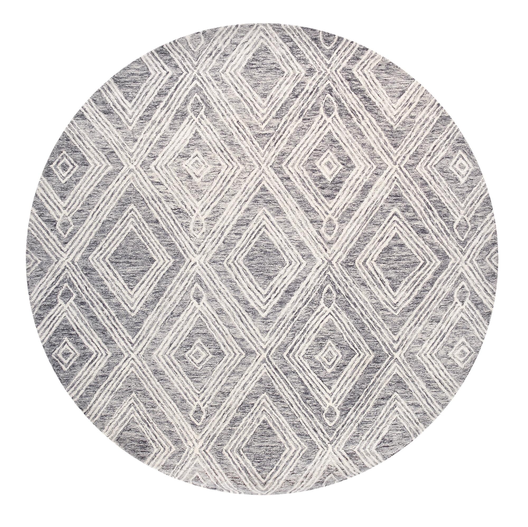 Pasargad Home Modern Collection Hand-Tufted Wool Area Rug, 6' 0" X 6' 0", Silver