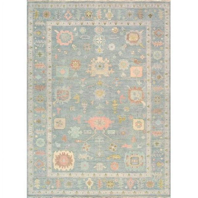 Pasargad Oushak Hand-Knotted Wool Light Blue/Orange Area Rug