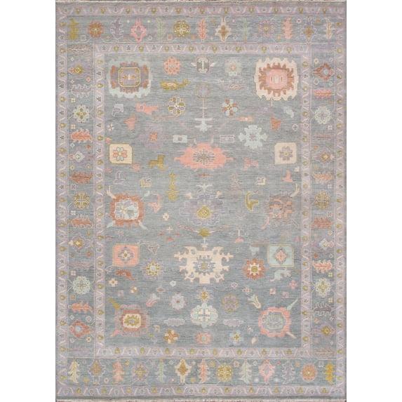 Pasargad Oushak Hand-Knotted Wool Light Blue/Orange Area Rug