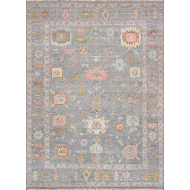 Pasargad Oushak Hand-Knotted Wool Light Blue/Orange Area Rug