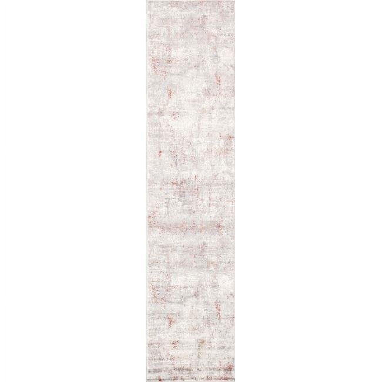 Efes Ivory Synthetic 72" x 28" Modern Edge Runner Rug