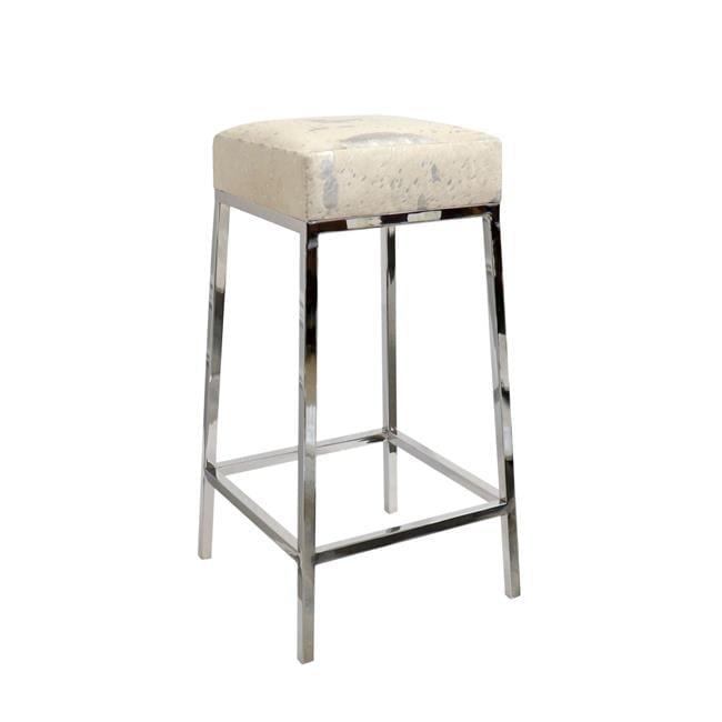 Pasargad Safari Stainless Steel & Cowhide Bar Stool
