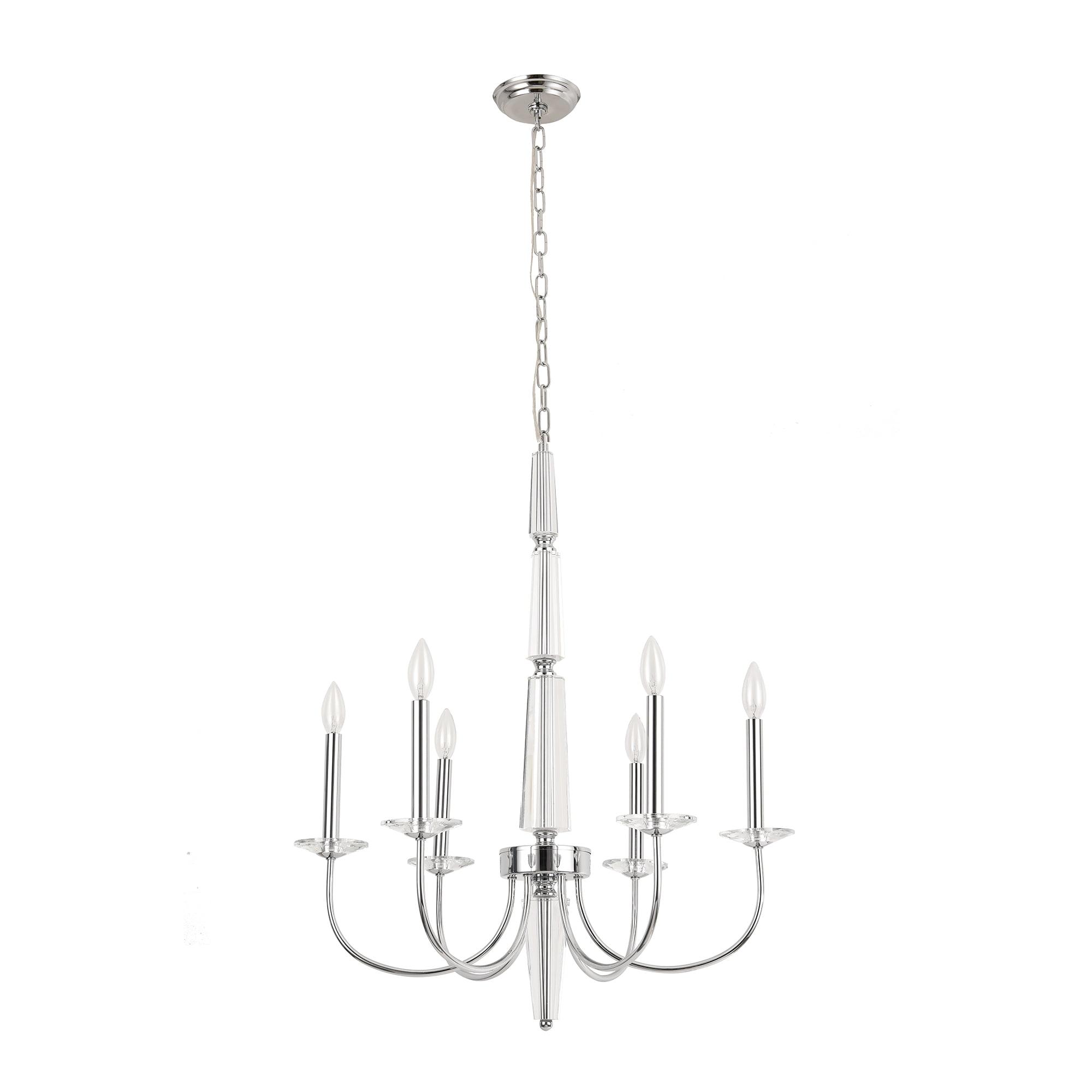 Pasargad Home PGS-12 Hestia Metal & Crystal Contemporary Chandelier Lights, Chrome & Clear