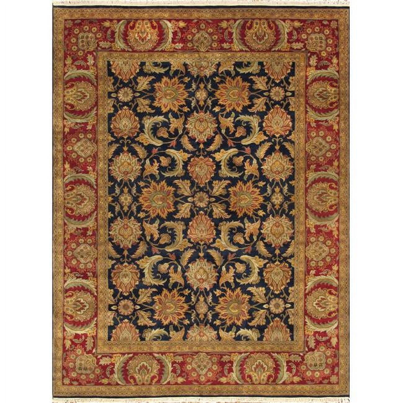 Hand-Knotted Red Wool 9'1" x 12'1" Rectangular Area Rug