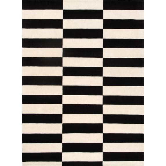 Pasargad Rodeo Striped Handmade Tufted Black/Beige Area Rug
