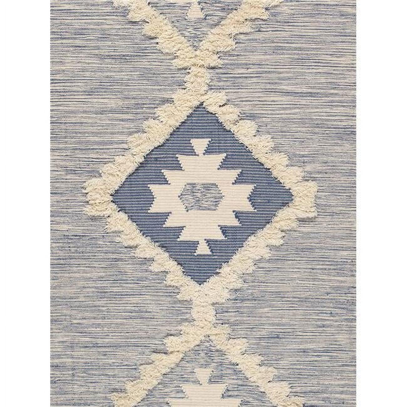 Pasargad Santa Fe Southwestern Handwoven Wool Blue/White Area Rug