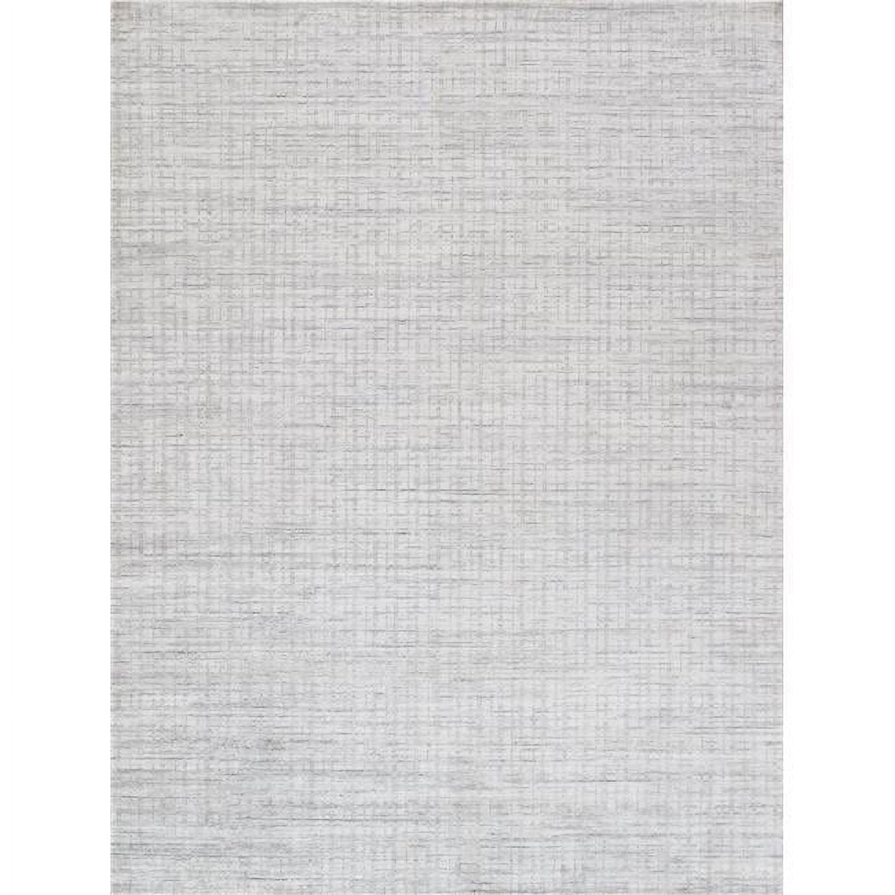 Hand-Loomed Ivory & Silver Wool-Viscose Blend Area Rug - 9' x 12'