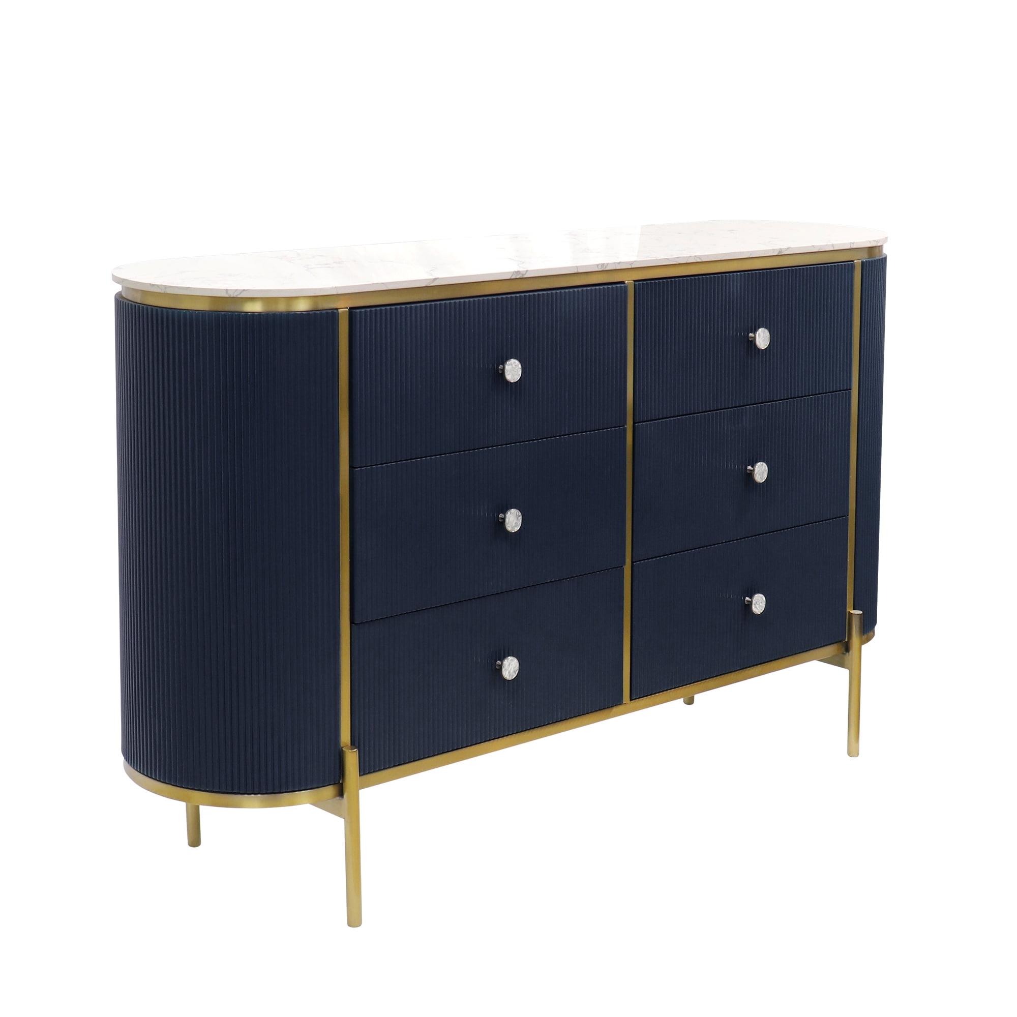 Calypso Green and Gold Marble Top Sideboard