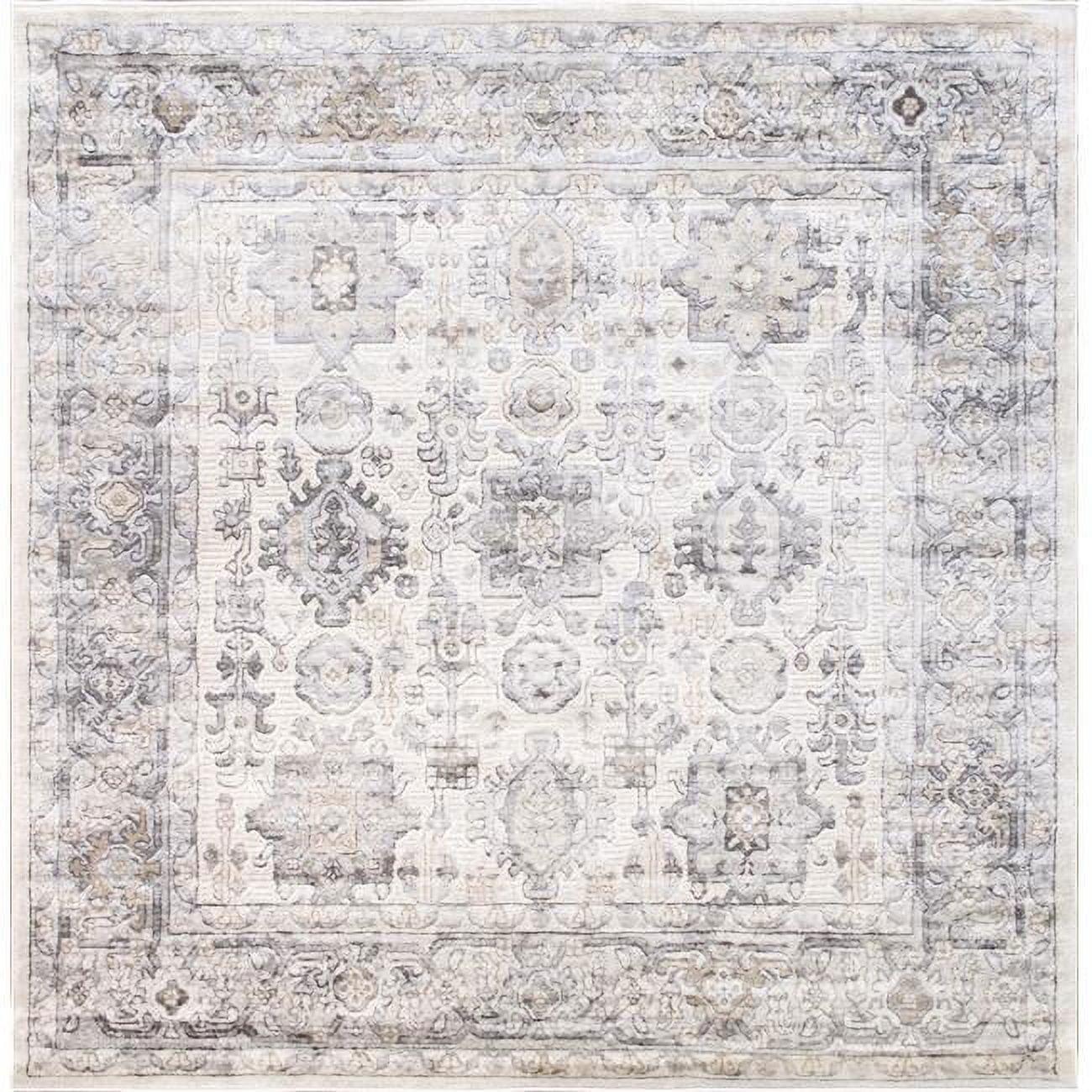 Pasargad Amadeus Power Loom Oriental Area Rug in Ivory/Gray