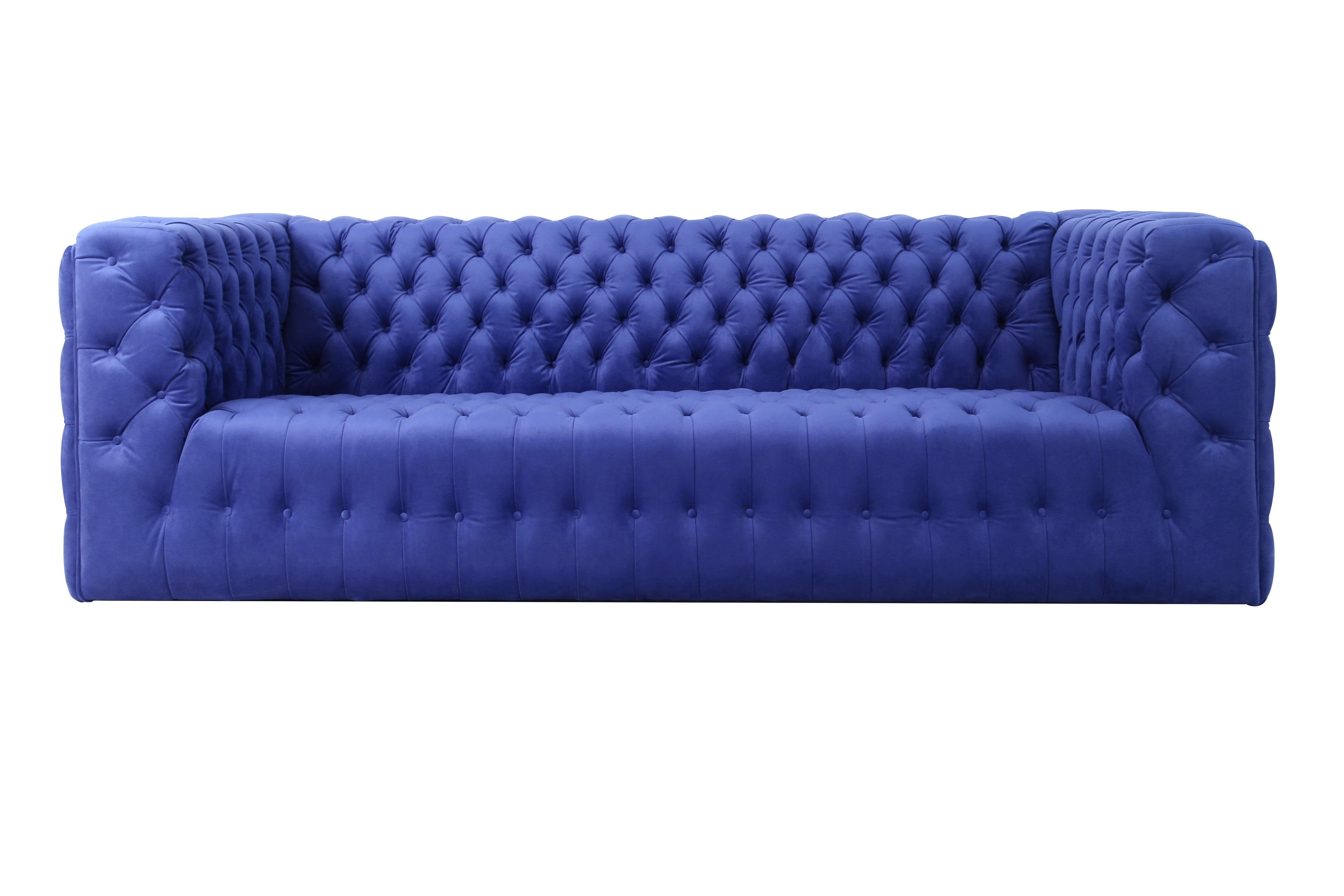 Vicenza Blue Velvet Tufted Chesterfield Sleeper Sofa