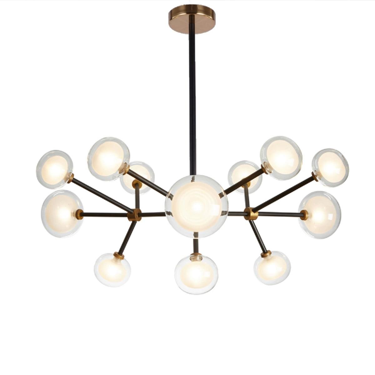 Bronze 13-Light Sputnik Chandelier with Glass Globes