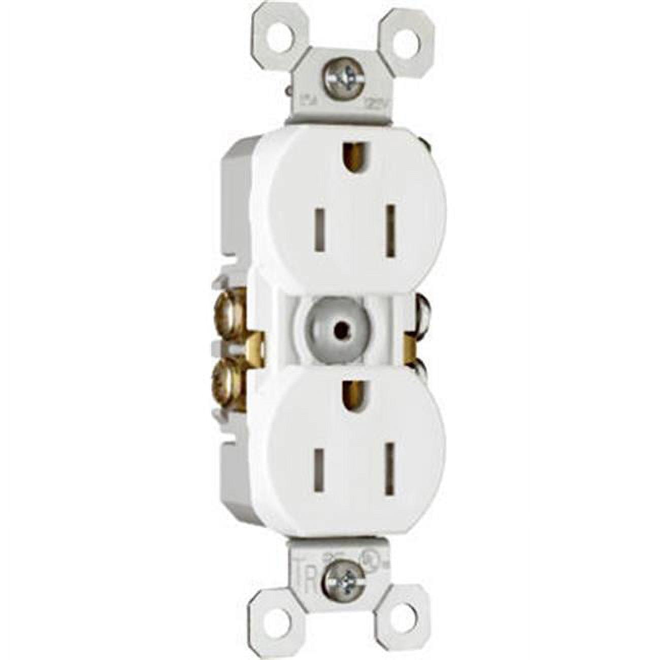 White 15A Tamper-Resistant Duplex Outlet with Thermoplastic Faceplate