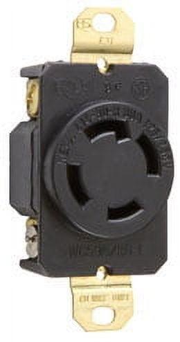 Black and Brass Industrial Locking Receptacle 125/250V 30A