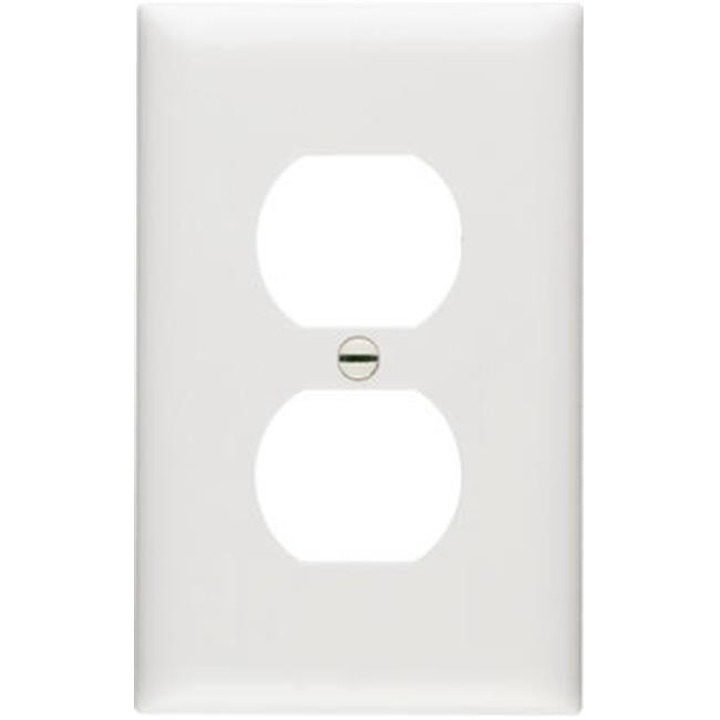 White Plastic Resin Duplex Outlet Wall Plate, 1-Gang, 10-Pack