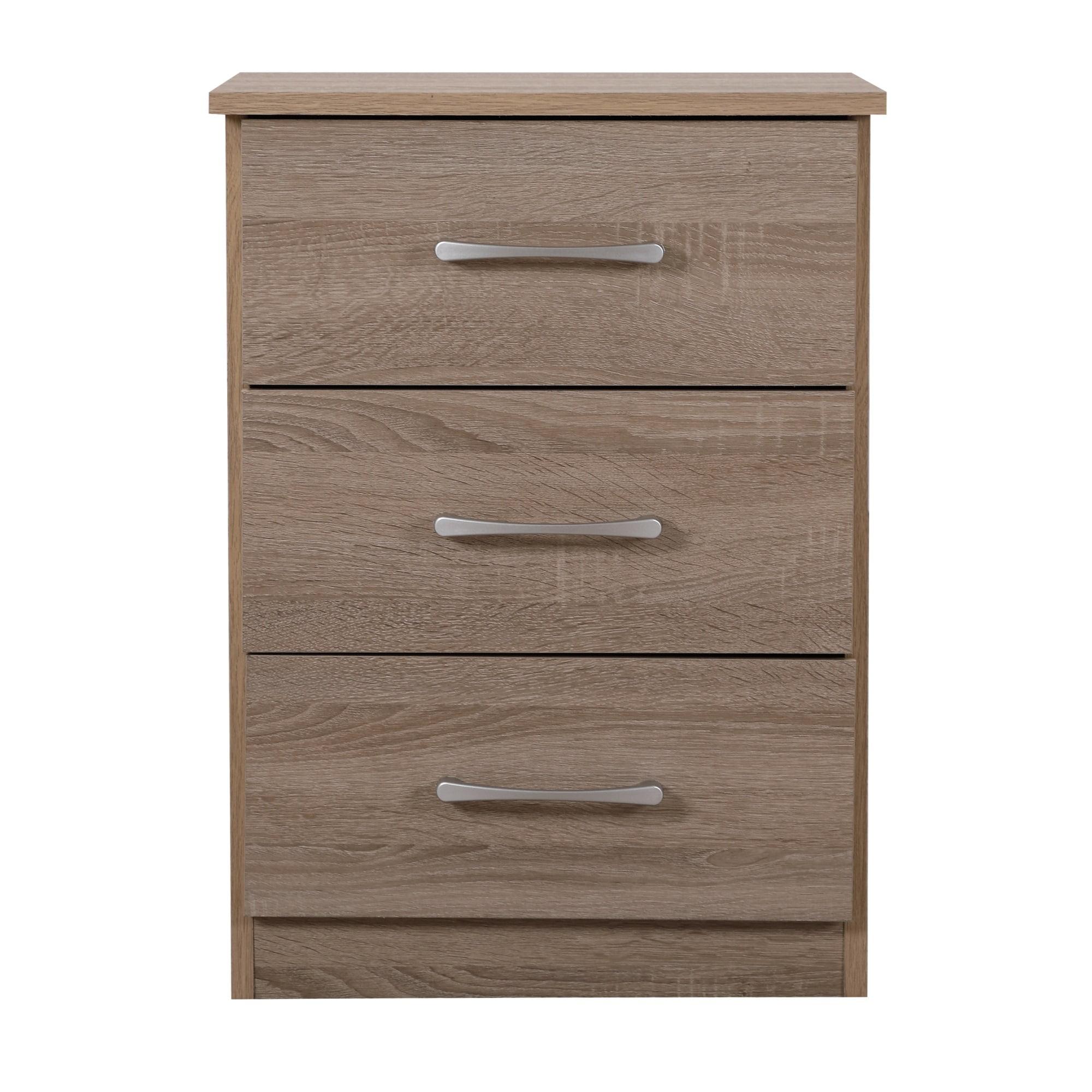 Boston 3-Drawer Compact Nightstand in Sandalwood and Gray