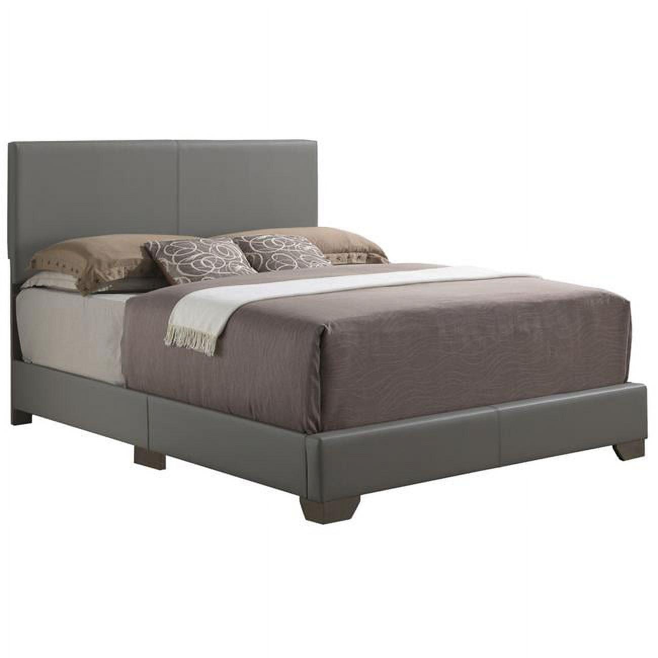 Elegant Light Grey Queen Upholstered Panel Bed with Wood Frame