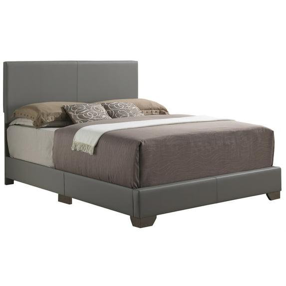 Passion Furniture Aaron Light Grey Upholstered Full Panel Bed
