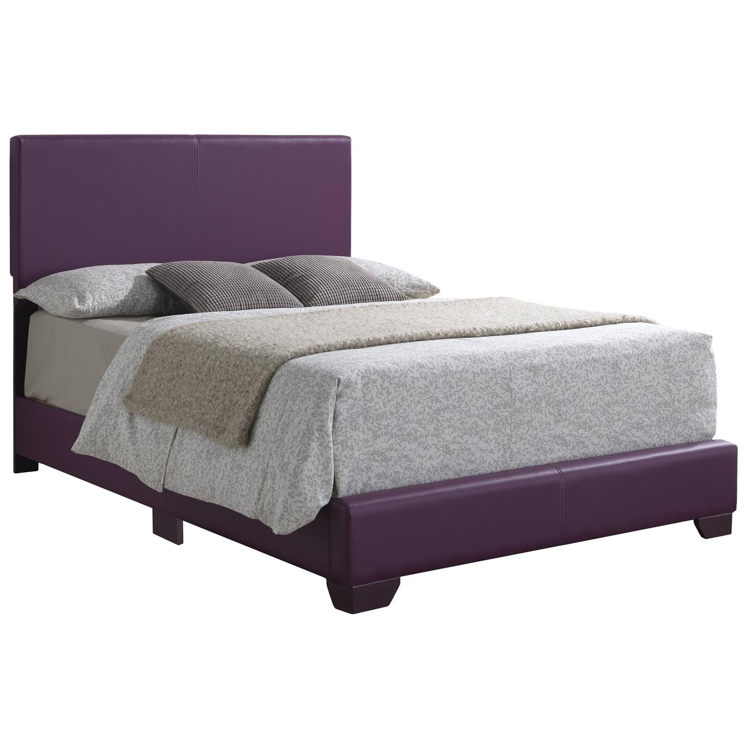Passion Furniture Aaron Purple Upholstered Full Panel Bed