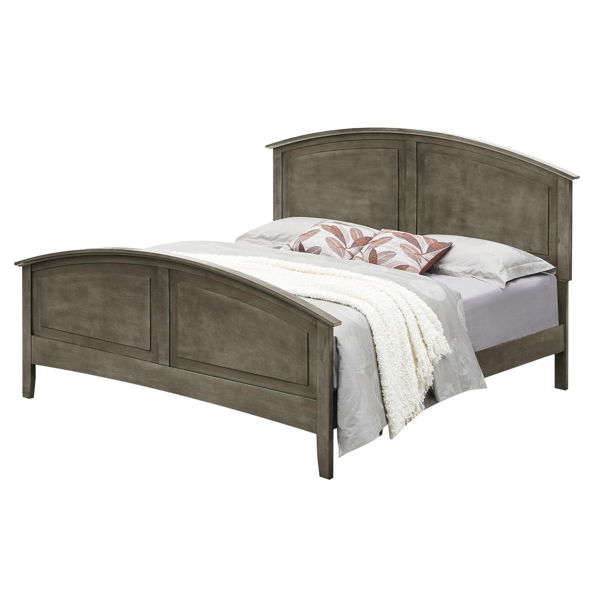 Rustic Gray Wood King Bed with Curved Headboard