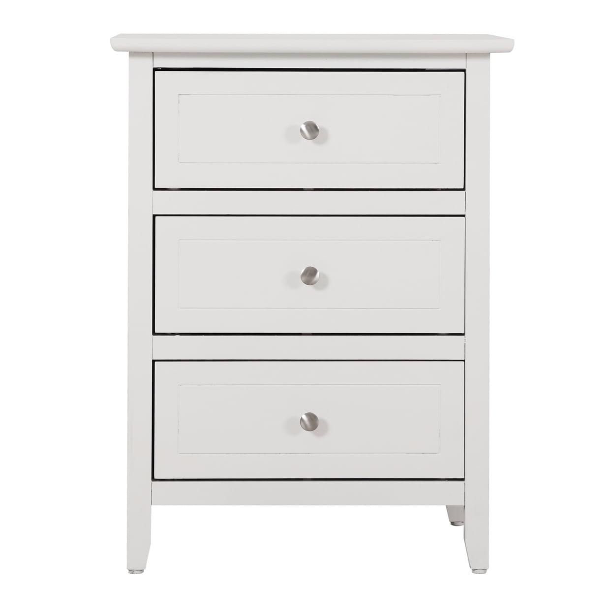 Passion Furniture Daniel 3-Drawer White Nightstand (25 in. H x 19 in. W x 15 in. D)