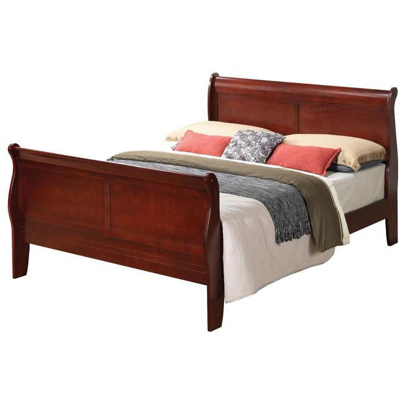 Elegant Cherry Queen Platform Bed with Solid Wood Frame