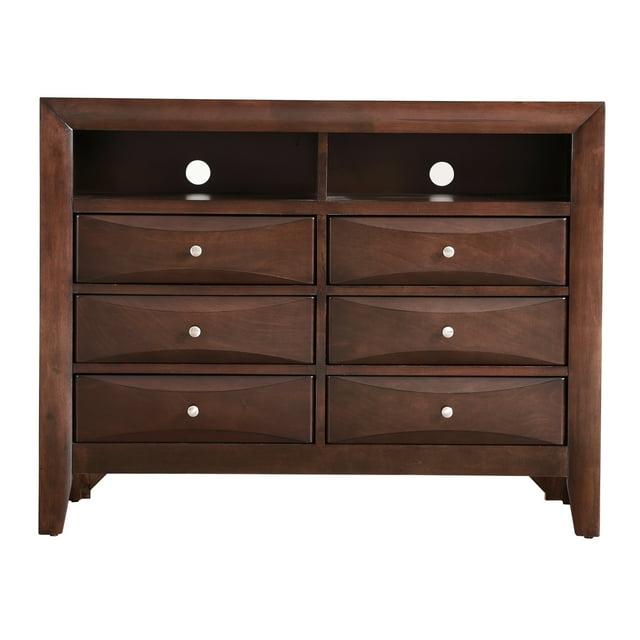 Passion Furniture PF-G1525-TV2 Marilla Cappuccino 6-Drawer Chest of Drawers - 47 x 17 x 37 in.