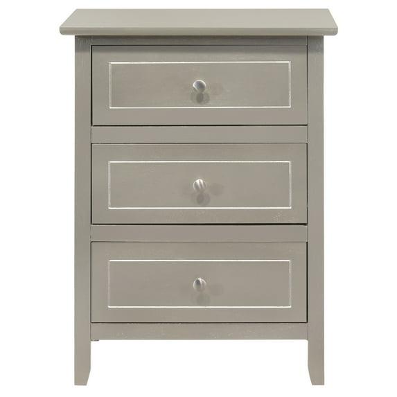Passion Furniture Daniel 3-Drawer Silver Champagne Nightstand (25 in. H x 19 in. W x 15 in. D)