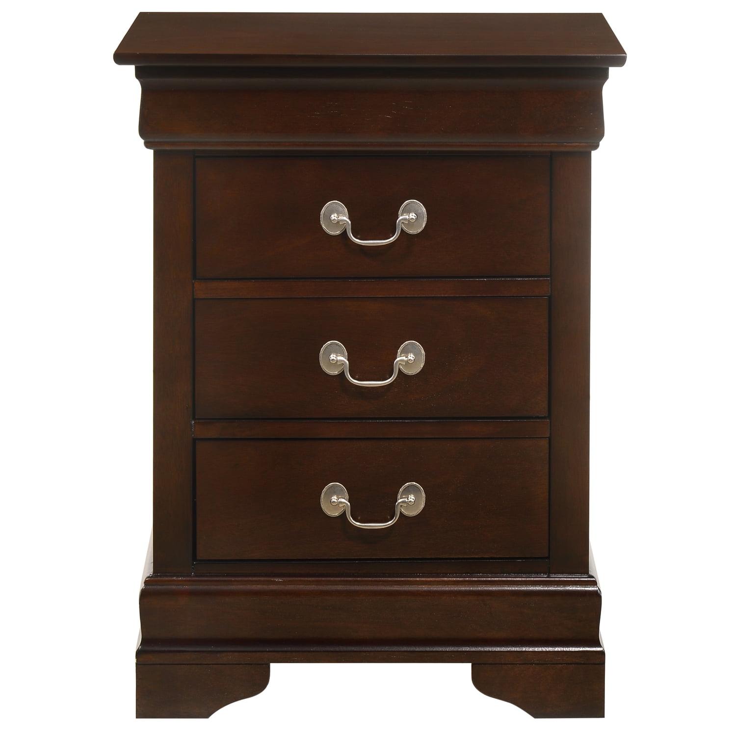 Passion Furniture Louis Philippe 3-Drawer Cappuccino Nightstand (29 in. H x 21 in. W x 16 in. D)